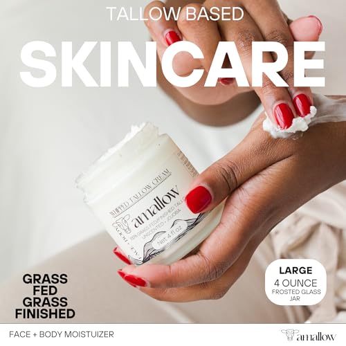 Amallow 100% Grass Fed Beef Tallow Skincare & Lip Balm Set - Whipped Moisturizer for Face & Body (Unscented + Jojoba Oil) + All Natural Tallow Lip Balm (Vanilla Dream)