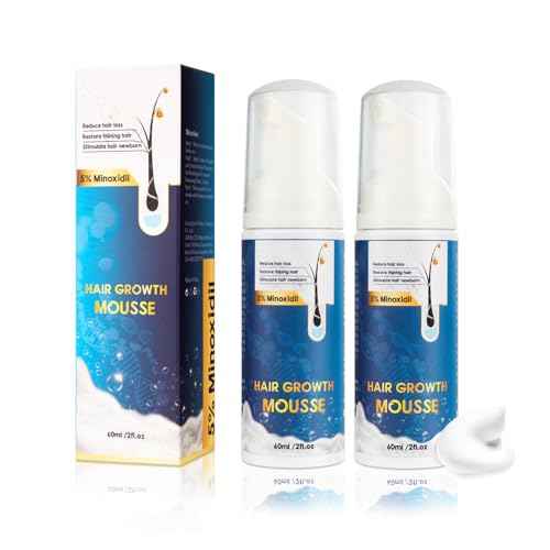 5% Minoxidil Hair Growth Foam for Men & Women ? 2 Pack (60ml Each) | Extra Strength Hair Regrowth Treatment with Biotin | Supports Thicker, Fuller-Looking Hair
