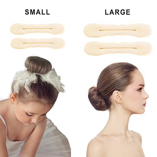 Hair Bun Maker Sponge Donuts, 4-Pack Large & Small