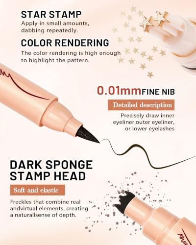 LYSdefeu Star Stamp & Freckle Pen Makeup Kit Set A - Long Lasting, Waterproof