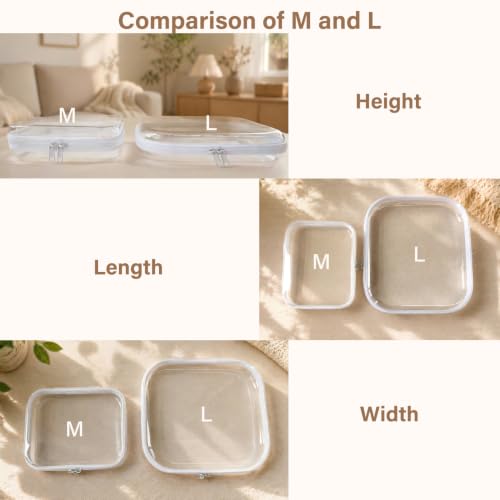 3-Pack Clear Hard Shell Zipper Pouches 7.8×6.3 inch