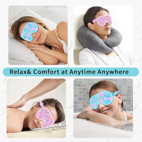 Cooling Eye Mask 2 Pack, Gel Compress for Puffy Eyes & Migraines