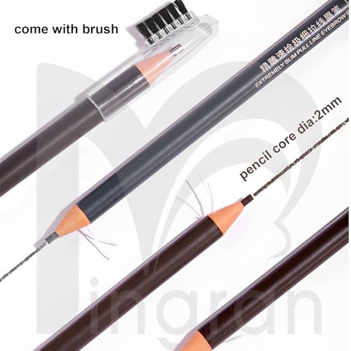 6-Pack 2mm Ultra-Thin Eyebrow Pencil with Brush Waterproof