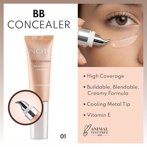 NOTE BB Concealer SPF 15 ? Make Up Under Eye Concealer for Dark Circles and Fine Lines - Face Makeup with Cooling Metal Tip ? 01 ? 0.3 oz