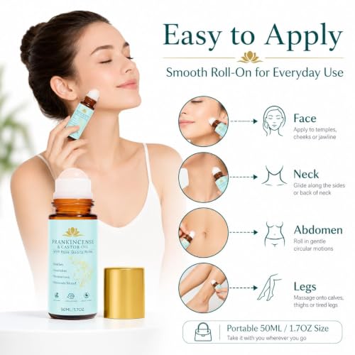 Organic Frankincense & Castor Oil Roll-On with Rose Quartz