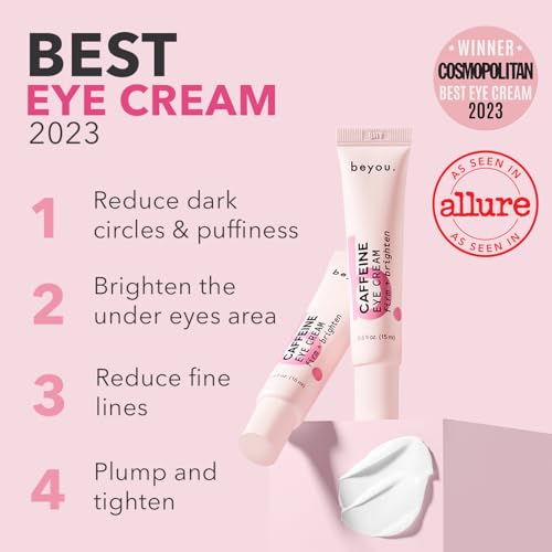 Beyou. Caffeine Eye Cream ? K-Beauty Clean Skin Care ? Anti-Aging Hydrating Under Eyes Cream with Caffeine and Hyaluronic Acid ? Reduces Puffiness, Dark Circles & Fine Lines ? Korean Skincare ? 0.5 oz