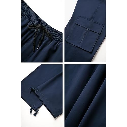 THWEI Mens Cargo Pants Casual Joggers Athletic Pants Cotton Loose Straight Sweatpants