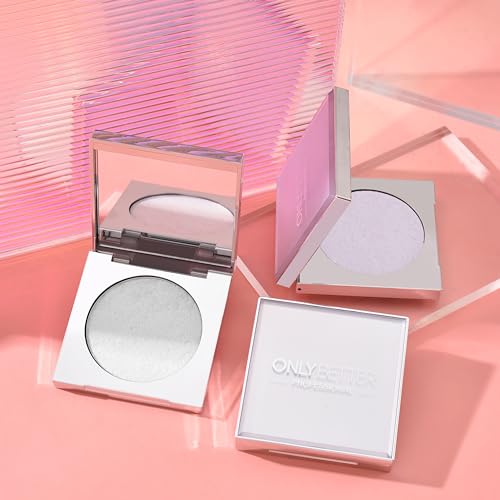 Cream Highlighter Palette with Built-in Mirror | Silver White