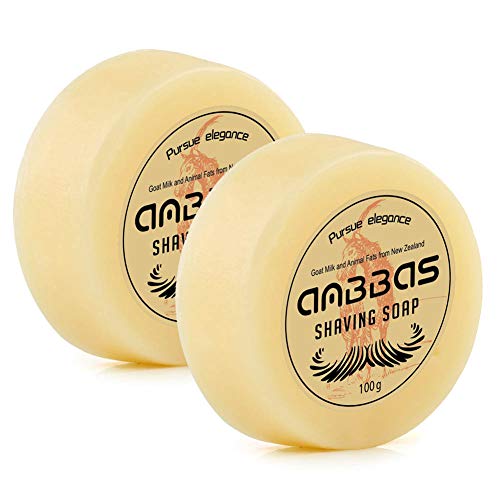 Anbbas Shaving Soap Goat Milk for Beard Barber Traditional Wet Shave (2pcs, 7 oz)