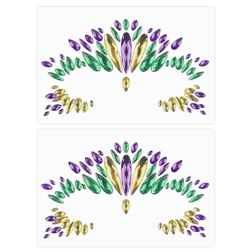 Mardi Gras Face Gems Stickers - Self-Adhesive Glitter Jewels