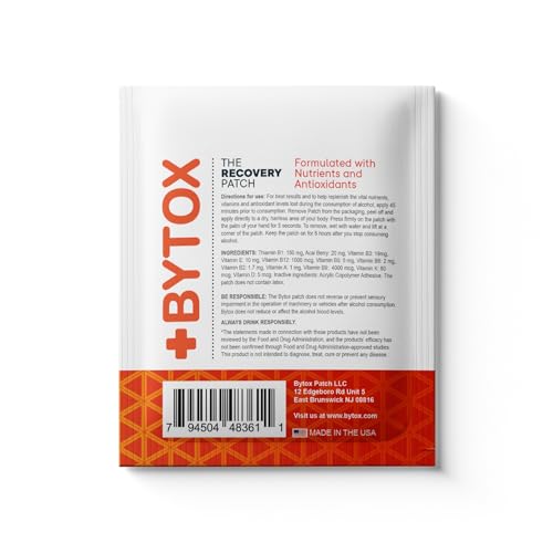 Bytox Recovery Patches with 12 Active Ingredients | Vitamin Patch with Nutrients, Antioxidants, & Hydration Support for Active Lifestyles | Up to 24-Hour Action | Made in The USA (Pack of 10)