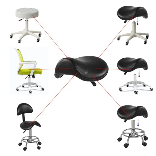 Antlu Saddle Stool Chair Seat Replacement, Saddle Seat Cushion for Round Rolling Medical Salon Stool Chair (Black)
