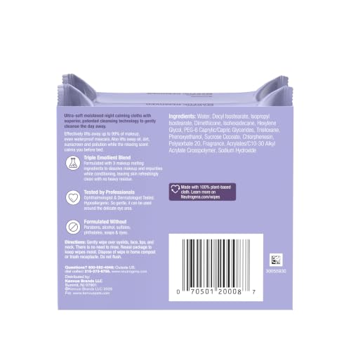 Neutrogena Night Calming Makeup Remover Wipes, 100 ct Twin Pack