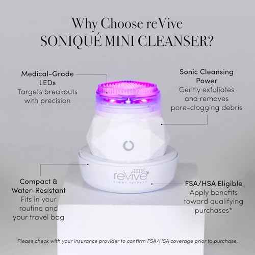 reVive Light Therapy Soniqu? Mini Acne Cleanser, Battery-Operated Sonic Face Cleanser Brush with Blue & Red Light Therapy, Medical-Grade Acne Device for Face & Body, Water-Resistant