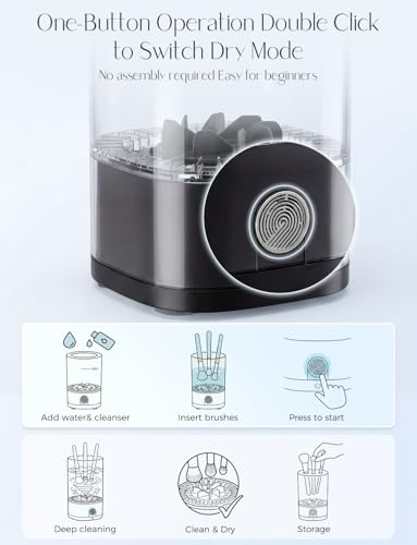 Electric Makeup Brush Cleaner Machine 3-in-1 Portable Spin Brush Washer