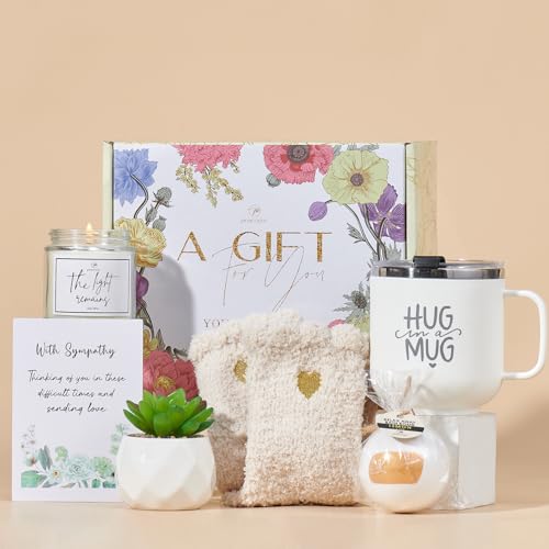 Sympathy Gift Basket with Candle, Bath Salts & Socks