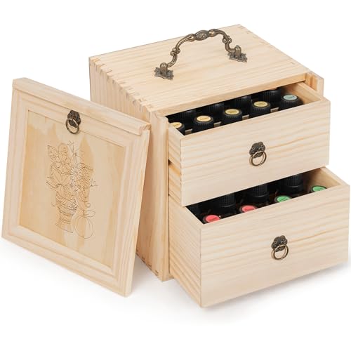 TORIBIO Wooden Essential Oil Storage Box for 40 Bottles