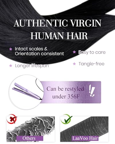 LaaVoo 20 Inch Micro Link Human Hair Extensions - Jet Black 50g Silky Straight