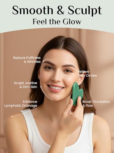 Green Jade Gua Sha Facial Tool for Jawline Sculpting & Puffiness Reduction - Rena Chris