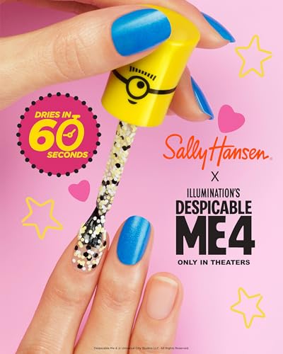 Sally Hansen Insta-Dri® X Despicable Me, Gogglicious & Deeply Despicable, Quick Dry, Long Lasting, Streak-Free Shine, Glitter and Metallic Black Nail Polish Duo