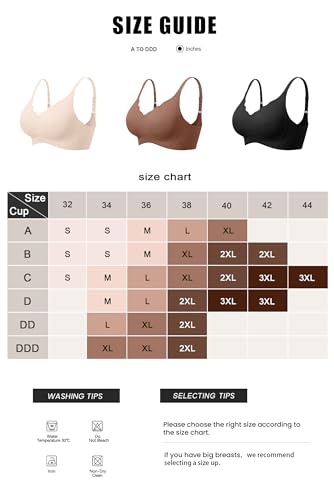 Vertvie Womens Seamless Bra No Underwire Comfort Push Up Bras Buttery Soft Wireless Bralette Full Coverage Sport Everyday Bra(Black,Small)