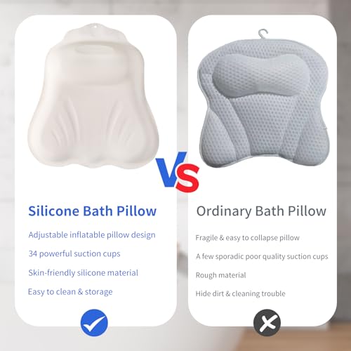 Goowin Silicone Bath Pillow with Suction Cups