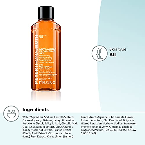 Peter Thomas Roth | Anti-Aging Cleansing Gel | Face Wash with Anti-Wrinkle Technology, Exfoliates with Glycolic Acid and Salicylic Acid, 2.0 Fl Oz