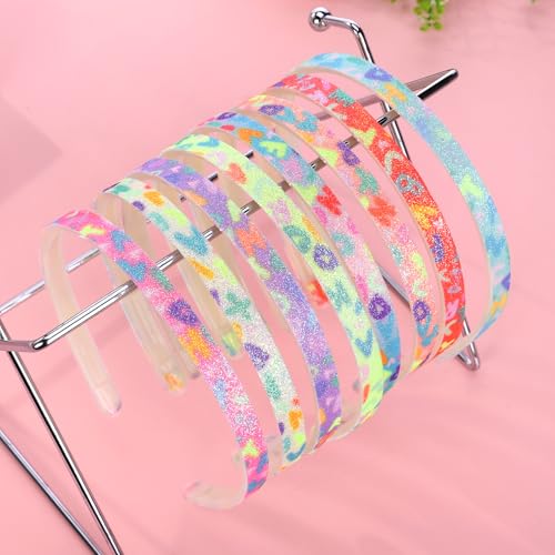 8PCS Glitter Headbands for Women - Non-Slip Multicolor Hairbands