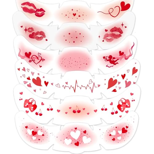 Valentine's Day Temporary Tattoos - 5 Sheets Red Heart Freckles