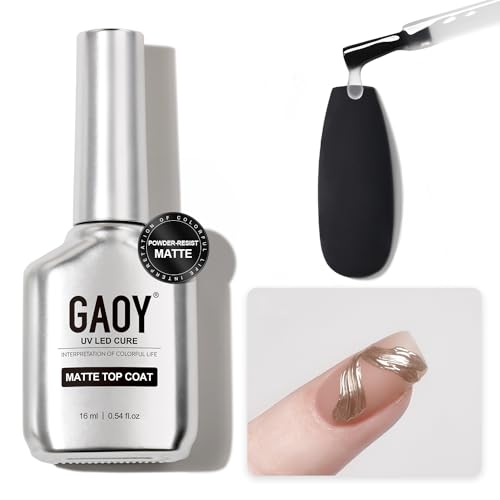 GAOY Matte Gel Top Coat 16ml - Powder-Resist Chrome Proof Velvet Finish