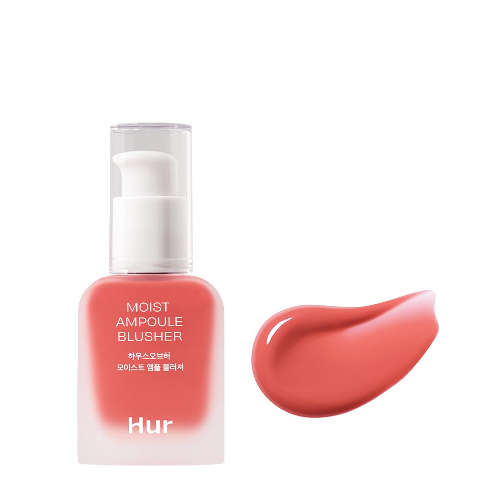 House of Hur Moist Ampoule Blusher, Buildable Water-based Formula, Infused with over 50% moisture essence, no tackiness, long-lasting moisture, weightless feel (05 Peach Coral, 20ml)