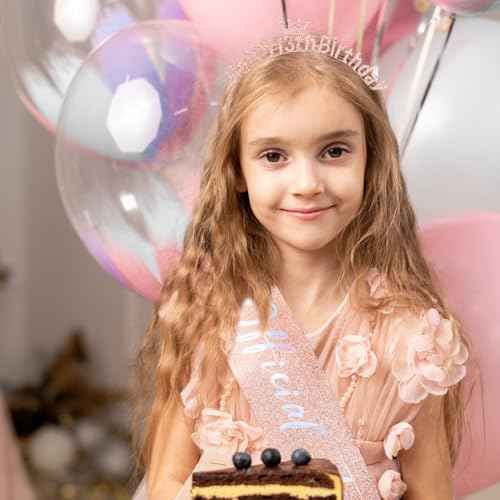 13th Birthday Decorations for Girls Official Teenager Sash 13 Year Old Tiara Crown Headbands Thirteen Hair Band Happy 13th Birthday Gifts for Girls Rose Gold