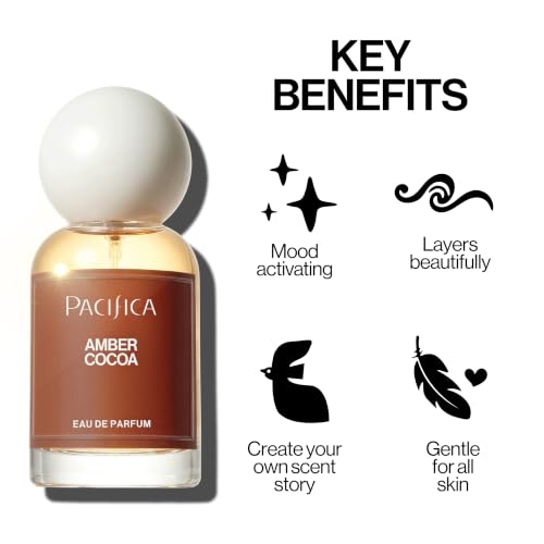 Pacifica Amber Cocoa Eau de Parfum – Warm Spiced Gourmand Fragrance for Women, Long-Lasting & Vegan