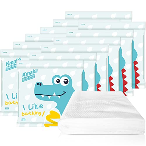 KMAKII 12 Pack Disposable Bath Towels White Soft Bath Bath Wipes Portable and Breathable Thick Bath Cloths for Travel Hotel Business Trip Size: 55"X28"