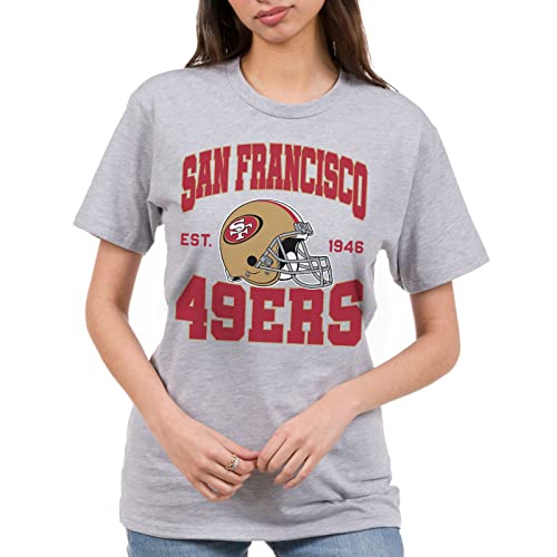 Junk Food Clothing x NFL - San Francisco 49ers - Team Helmet - Unisex Adult Short Sleeve Fan T-Shirt for Men and Women - Size Large