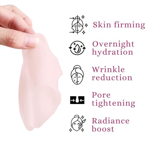 Bee & Beauty Bio Collagen Overnight Mask Pack Of 4 Korean Face Mask For Glass Skin Pink Sheet Mask For Deep Hydration, Rejuvenation With Bulgarian Rose