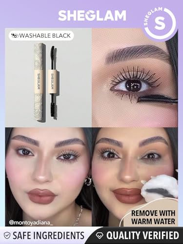 SHEGLAM 2-in-1 Black Washable Volume & Length Mascara Dual-Ended Long-Lasting