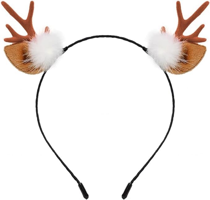 Christmas Headbands Christmas Antler Headbands Christmas Reindeer Headbands Brown Elk Antler White Ball Designs Headbands Deer Ear Hair Bands Christmas Black Hair Accessories Christmas party headbands