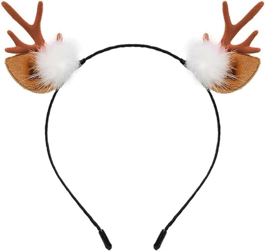 Christmas Headbands Christmas Antler Headbands Christmas Reindeer Headbands Brown Elk Antler White Ball Designs Headbands Deer Ear Hair Bands Christmas Black Hair Accessories Christmas party headbands