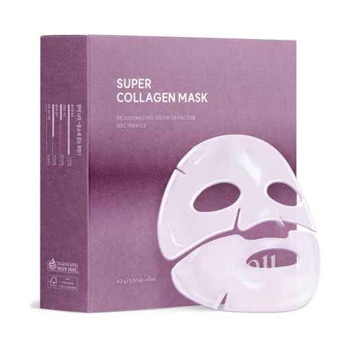 AROCELL Super Collagen Mask 7 Facial Sheet 5,000,000ppb Overnight Dual Matrix Hydrogel Masks with Low Molecular Weight Collagen for Elasticity Hydrating Anti-Aging Cooling Korean Skincare, 43g x 7ea