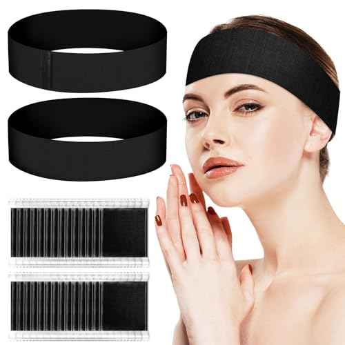 Noverlife 100PCS Disposable Spa Facial Headbands, Stretch Soft Skin Care Hair Band with Adjustable Magic Tape, Non-Woven Fabric Esthetician Headbands for Women Salon Travel Makeup Spa Headwraps