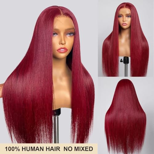 18in 99J Burgundy Lace Front Wig 200% Density 13x6 HD