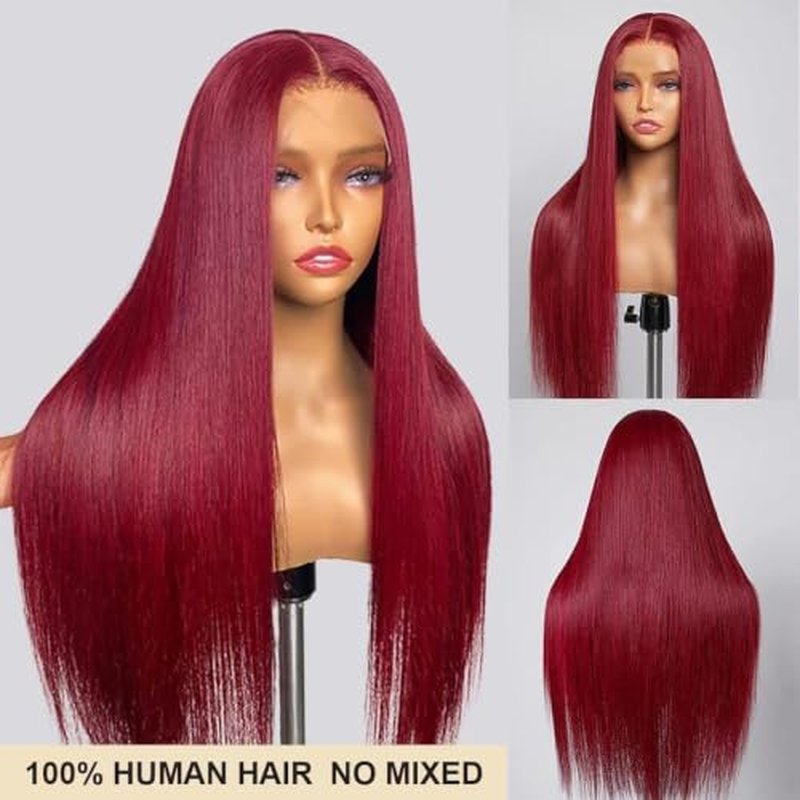 18in 99J Burgundy Lace Front Wig 200% Density 13x6 HD