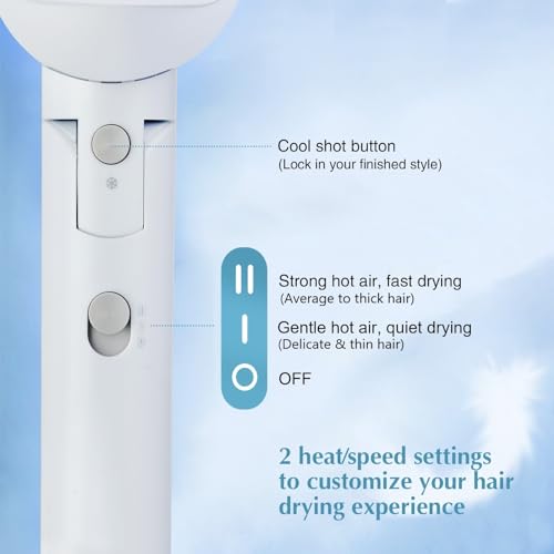 1600W Foldable Travel Hair Dryer with Concentrator Nozzle