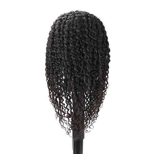 Stancia Black Mannequin Head 100% Human Hair, African American Hair Texture Styling Head, Hair Mannequin for Practice Cornrowing Braiding and Twisting (with Table Clamp)