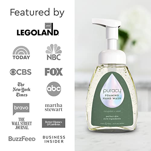 Puracy Foaming Hand Soap, Gently Scented with Real Cucumber & Mint, Perfume-Free, Sulfate-Free Natural Hand Wash Foam Set, Moisturizing Skin Cleanser, 8.5 Fl Oz (Pack of 3)