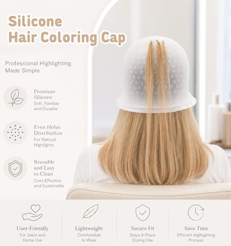Silicone Hair Highlighting Cap with Hook & Brush Set