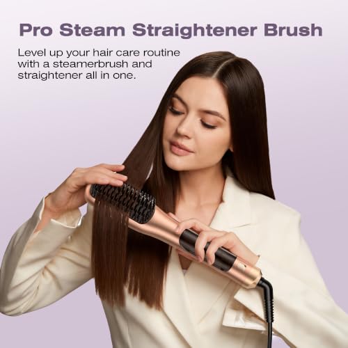 Steam Hair Straightener Brush with Ionic Technology