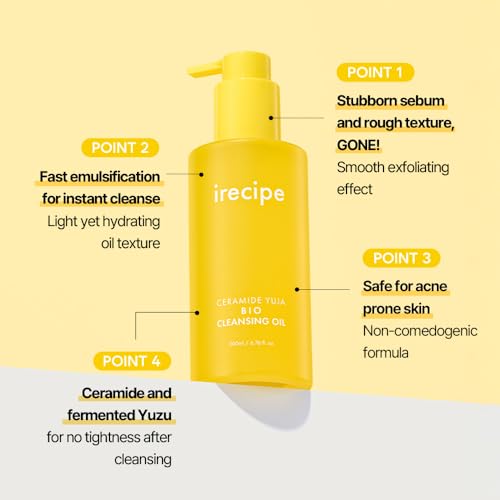 Ceramide Yuja Cleansing Oil (200ml) ? Deep Pore Cleansing, Hydrating with Yuzu & Ceramide, Non-Comedogenic, Removes Waterproof Makeup, Ideal for Acne-Prone Skin (6.76oz)