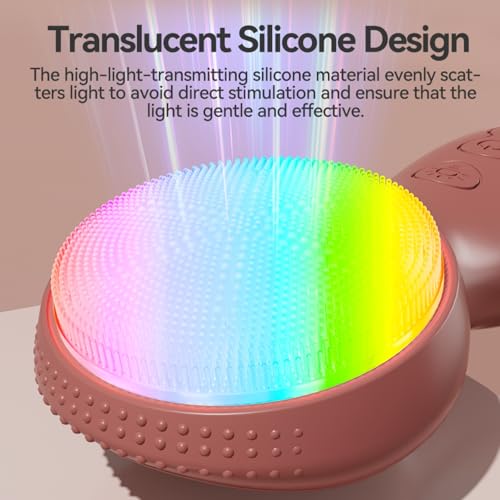 Facial Cleansing Brush Electric, Silicone Heated Face Scrubber with 7 LED Lights, Rechargeable Vibration Exfoliating Cleanser for Deep Cleaning & Gentle Massage, Skin Care Tool, Ideal Gift (Purple)